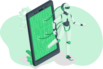 AI leapfrogging illustration depicting industries transforming through technology